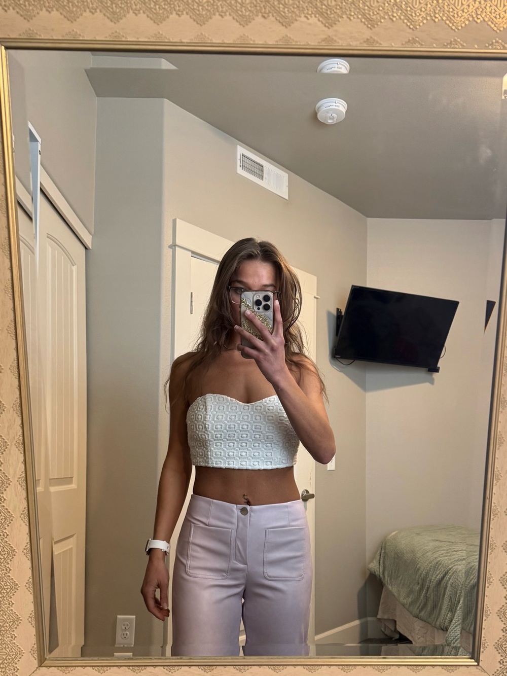 Forever 21 White Strapless Lace Crop Camisole
